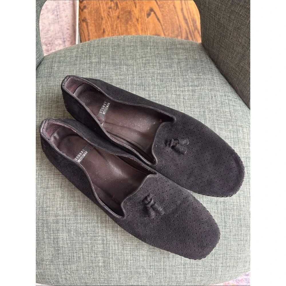 Stuart weitzman Black Suede Tassel Loafers - Women’s size 10 Classic work casual
